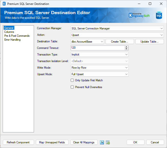 SQL Server Destination Component